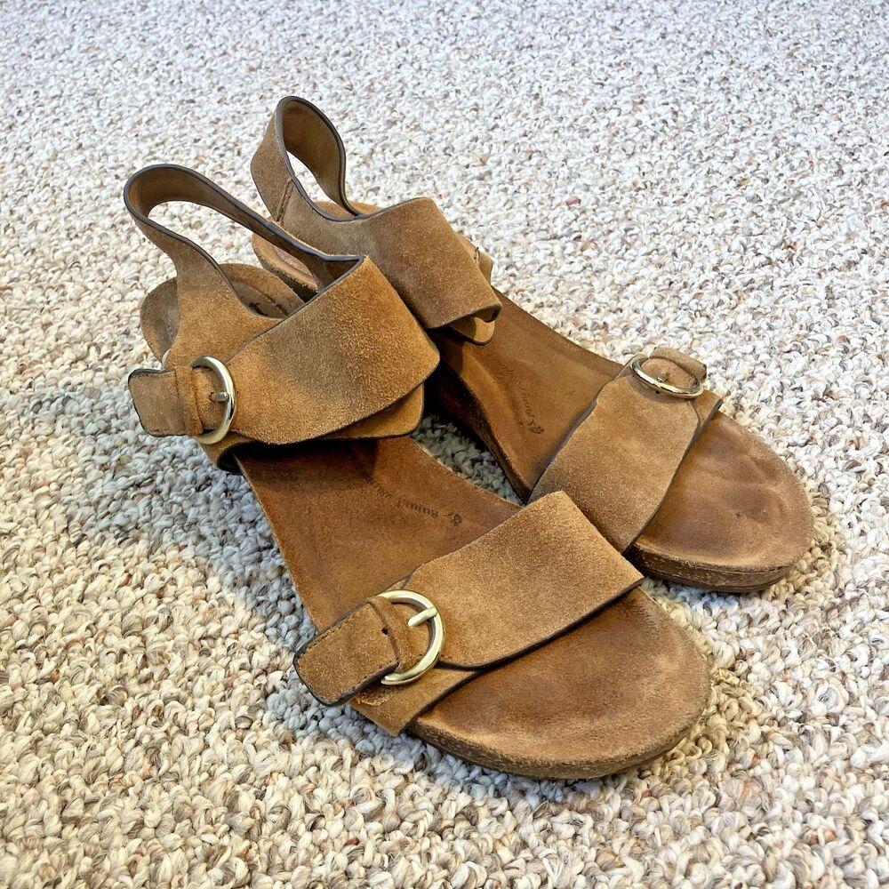 Sofft Valeri Leather Slingback Wedge Sandal Size 9 M Brown Comfort Boho Festival